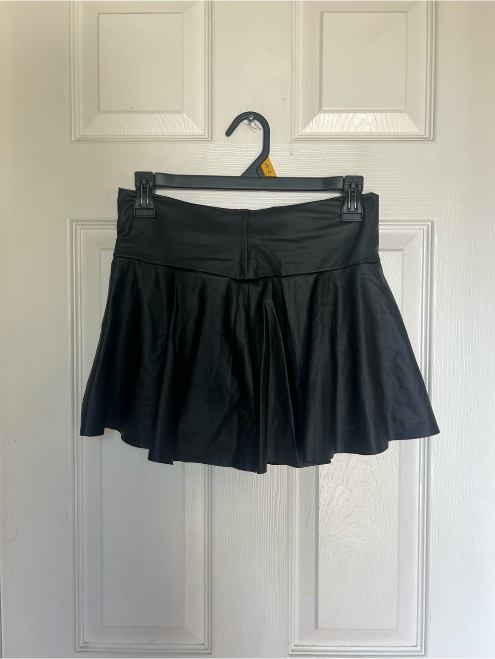 Black Faux Leather Flared Skirt - Women